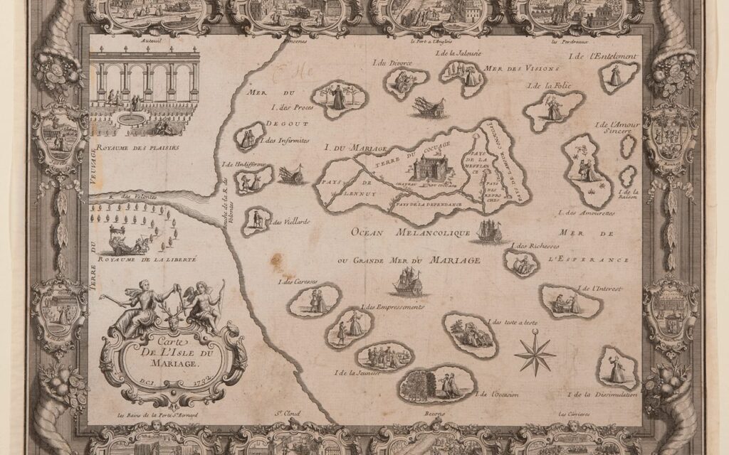 Map of the Island of Marriage (Carte de L’isle du Marriage), 1732. Probably by Gérard-Jean-Baptiste Scotin II (b. 1698, d. after 1745), published by Laurent-Charles Guillaume (d.1778), Paris
