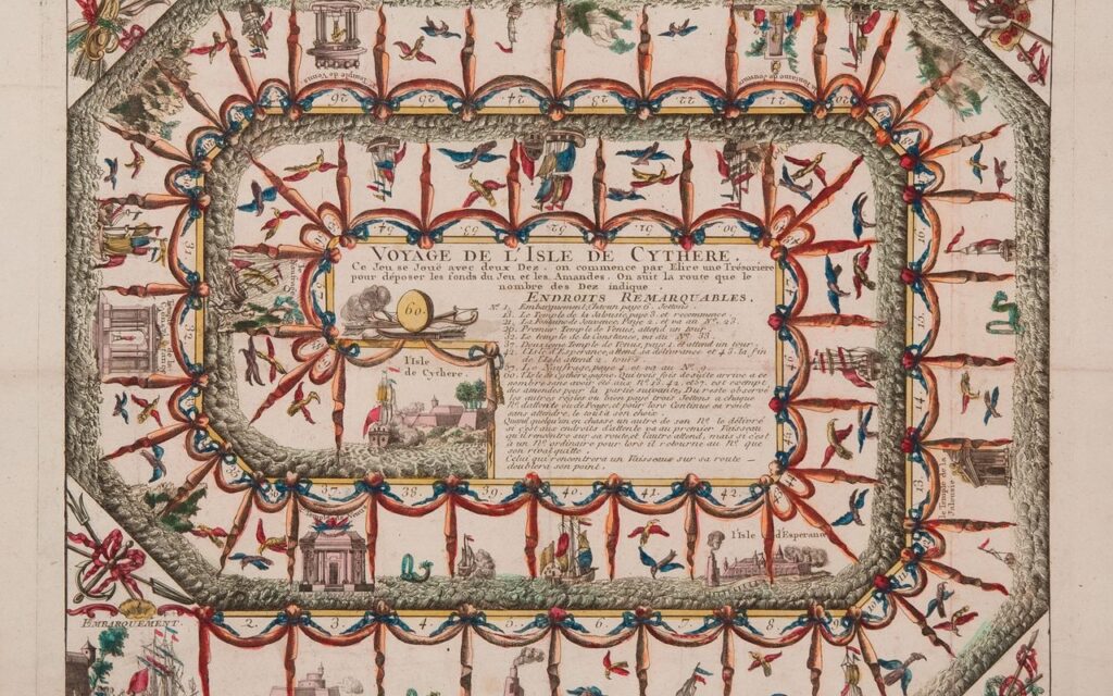 Game of a Voyage to the Isle of Cythera (Voyage de l’Ile de Cythere), c. 1780. Published by Jean-Baptiste Crépy (d.1796), Paris