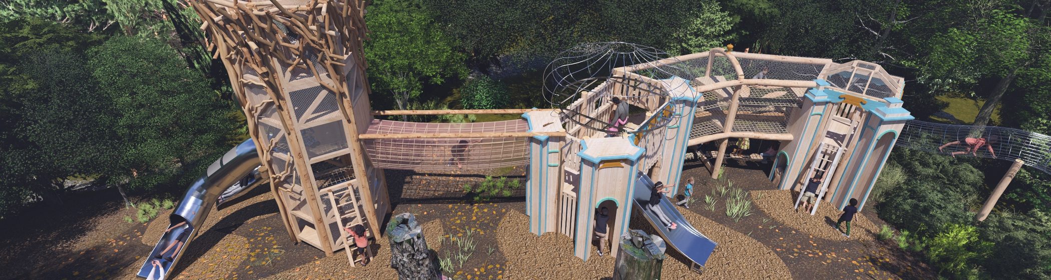 A bold, beautiful and brand-new woodland playground is opening at Waddesdon Manor